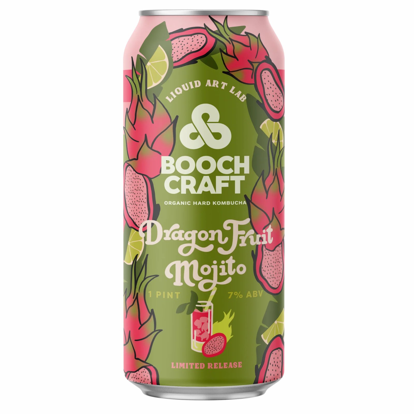 Boochcraft Hard Kombucha Dragonfruit Mojito – 16oz - Boccato's